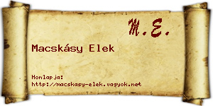 Macskásy Elek névjegykártya