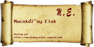 Macskásy Elek névjegykártya